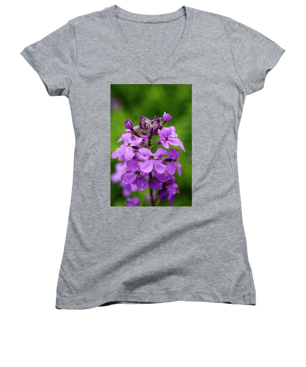 Winterpacht Women's V-Neck featuring the photograph Wild Flowers in the Forest by Miguel Winterpacht