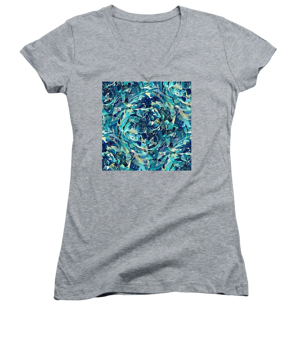Botanical Women's V-Neck featuring the digital art Winter Floral by David Manlove