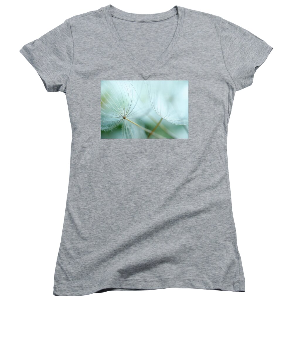 Dandelions Women's V-Neck featuring the photograph Baby Blue Dandelions #2 by Iris Greenwell