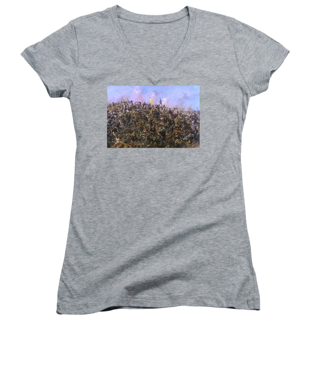 General Custer's Death Struggle Women's V-Neck featuring the painting Custers Last Stand #2 by Edgar S Paxson