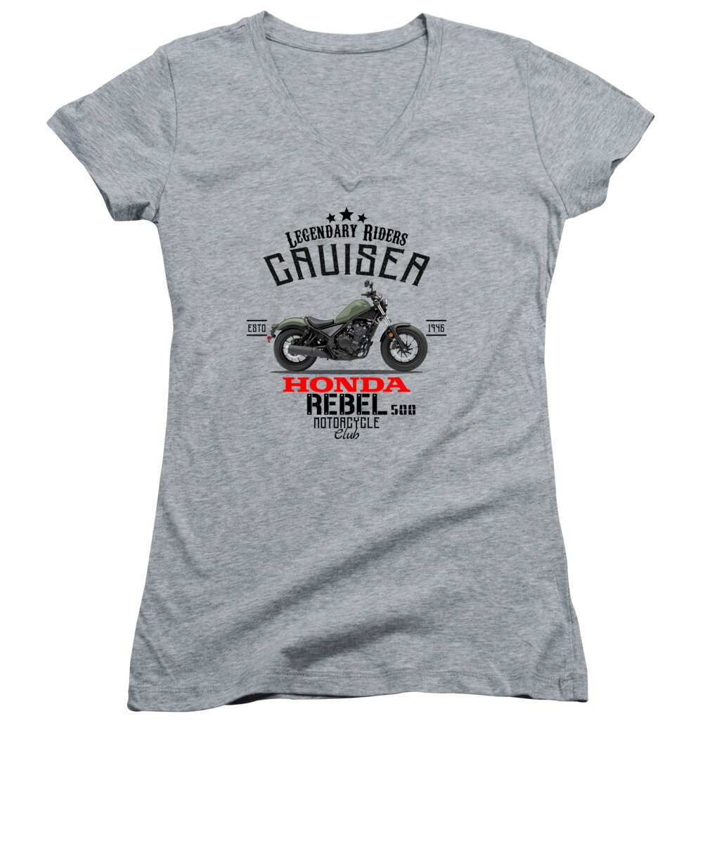 Honda Rebel 500 #4 Women's V-Neck by Ramkumar GR - Pixels