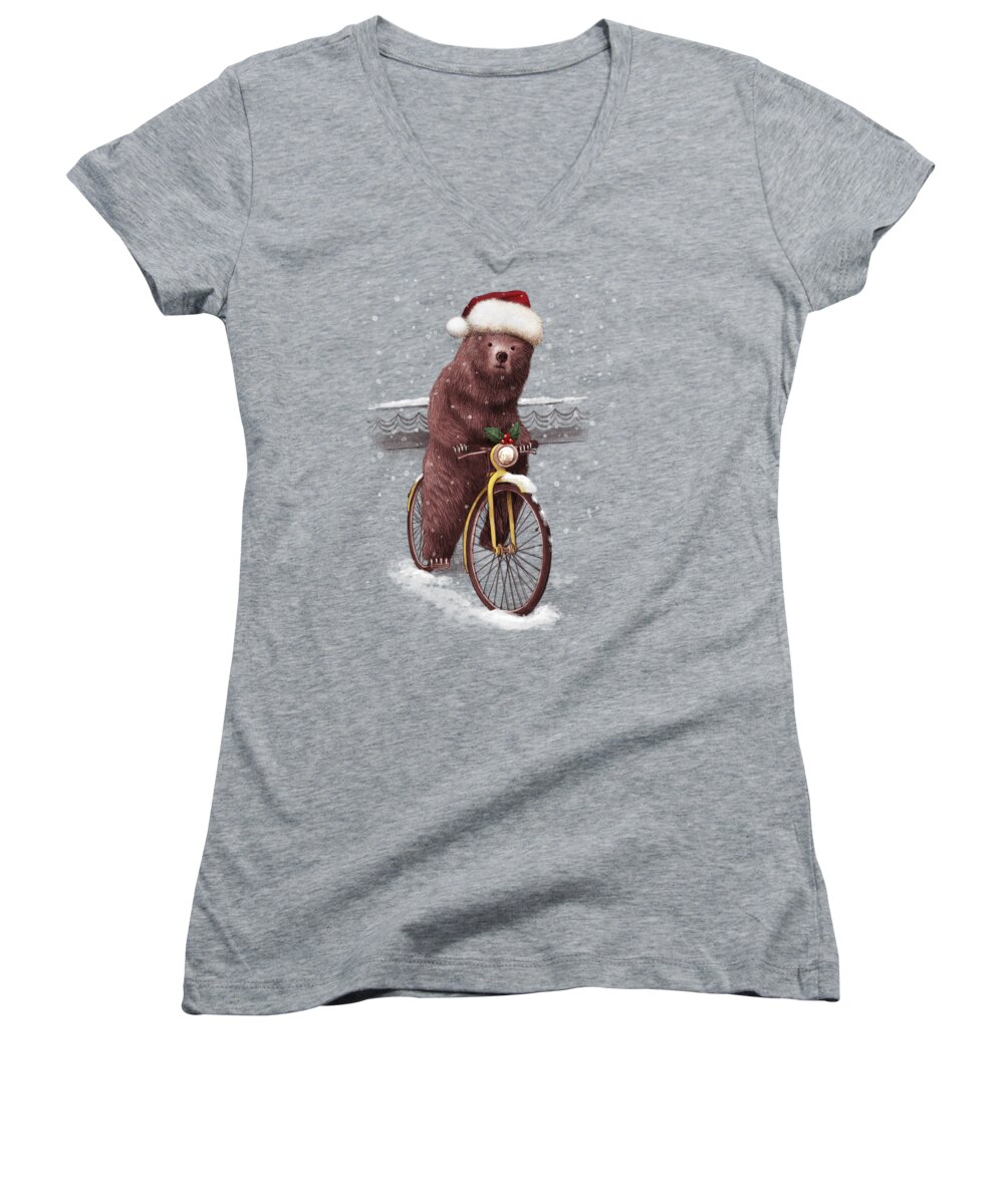 Holidays Women's V-Neck featuring the drawing A Barnabus Christmas by Eric Fan