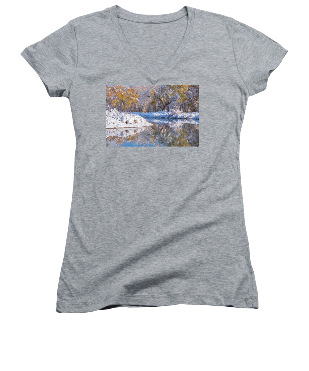 Snow Women's V-Neck featuring the photograph Angel Dusting by Darren White