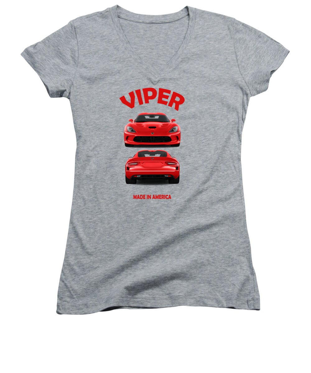 Dodge Viper Women's V-Neck featuring the photograph Viper by Mark Rogan