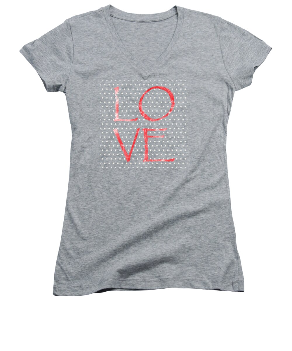 Love Women's V-Neck featuring the digital art LOVE Simply by Ramona Matei
