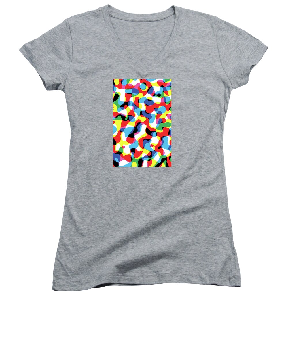 Abstract Art Women's V-Neck featuring the digital art Primary Alsorts by David Davies