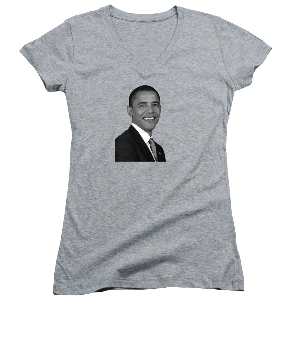 Obama Women's V-Neck featuring the photograph Barack Obama As US Senator - 2005 by War Is Hell Store