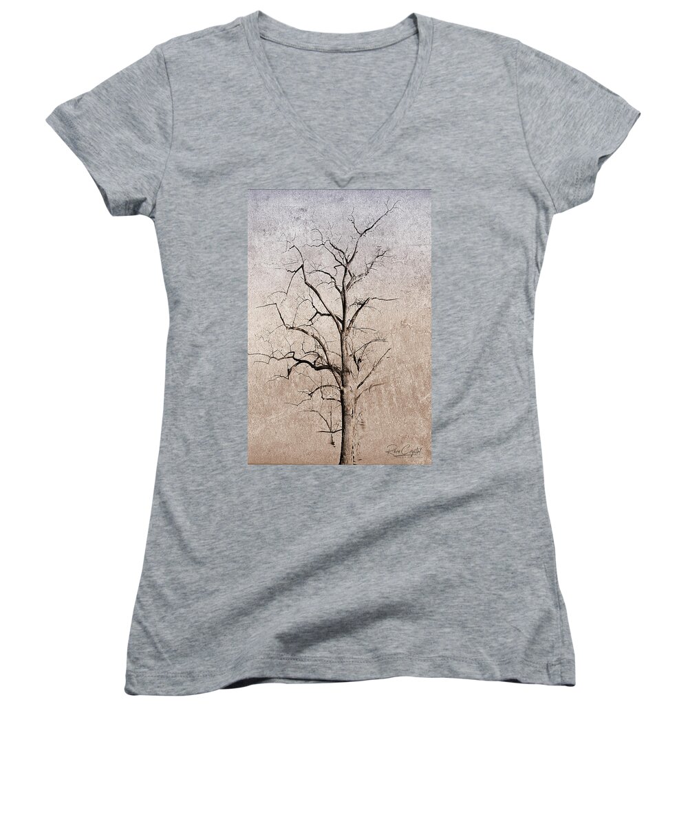 Trees Women's V-Neck featuring the photograph Baring It All by Rene Crystal