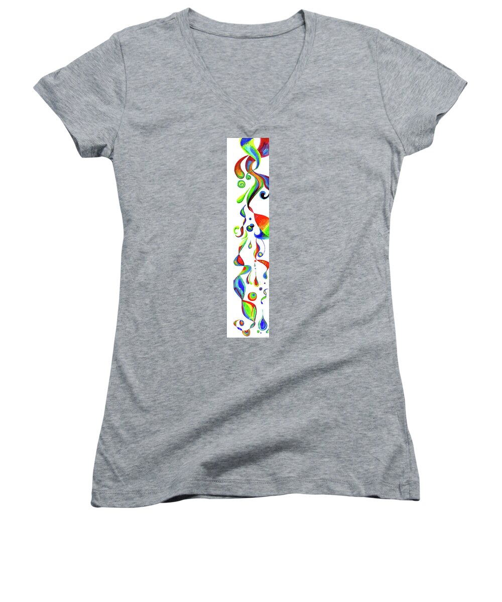 Fountain Women's V-Neck featuring the painting Belleville Water Mural by Genevieve Esson