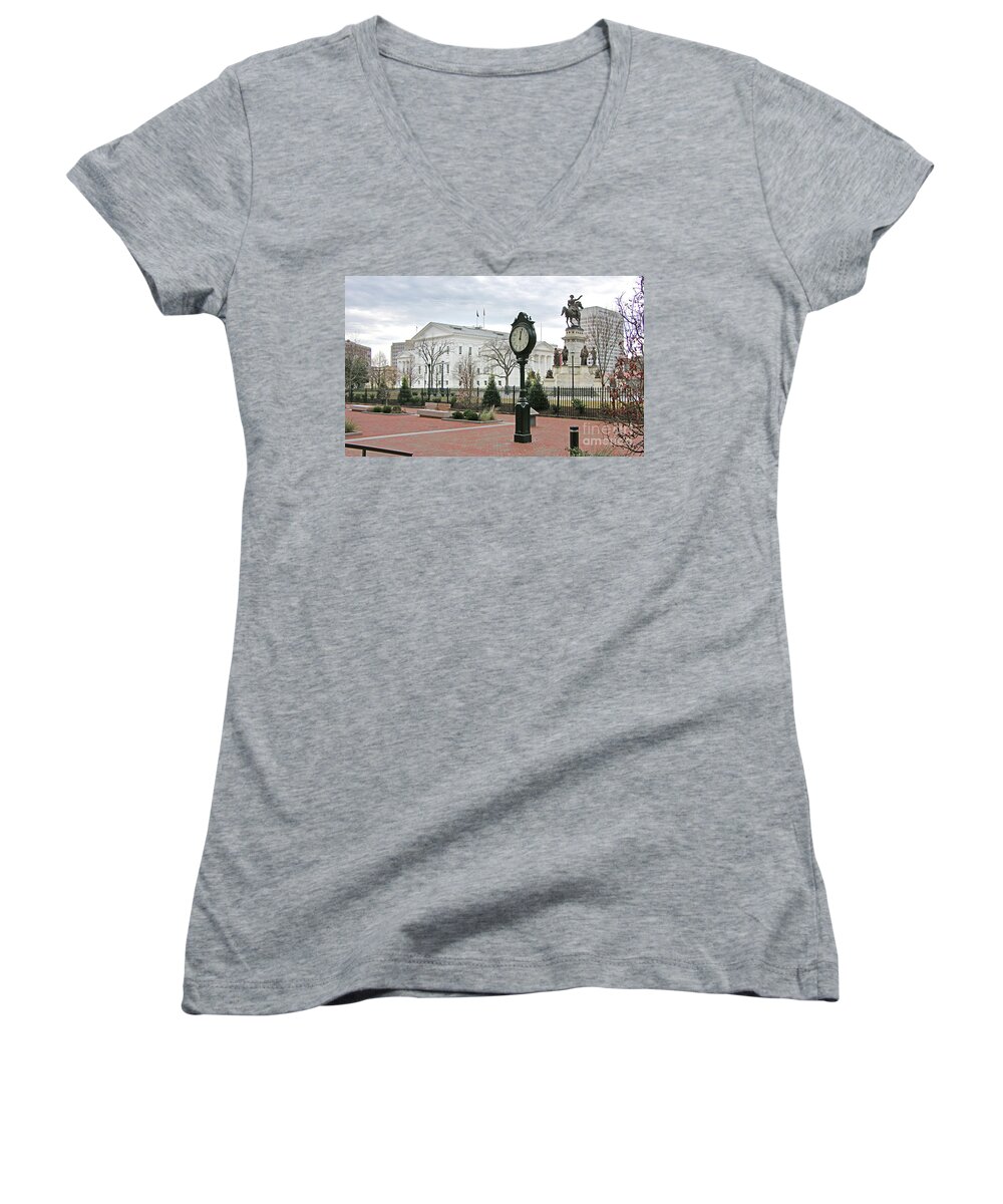 Virginia Women's V-Neck featuring the photograph Capitol Square in Richmond Virginia 7945 by Jack Schultz