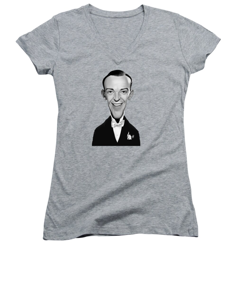 Illustration Women's V-Neck featuring the digital art Celebrity Sunday - Fred Astaire by Rob Snow