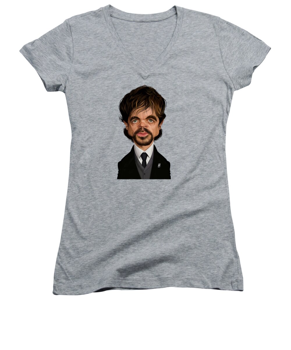 Illustration Women's V-Neck featuring the digital art Celebrity Sunday - Peter Dinklage by Rob Snow