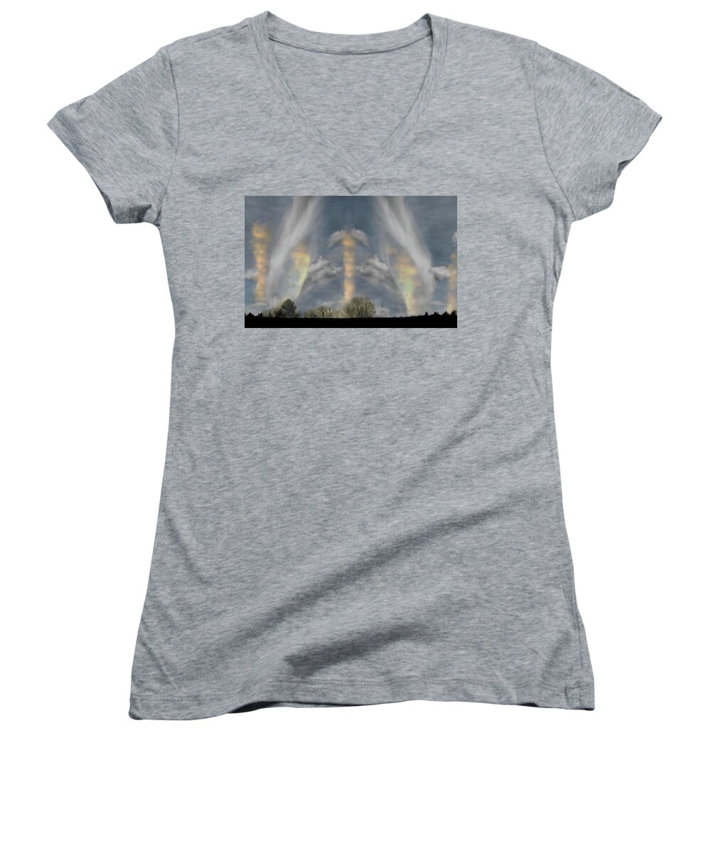 Cloud Women's V-Neck featuring the photograph Cloudsweep by Wayne King