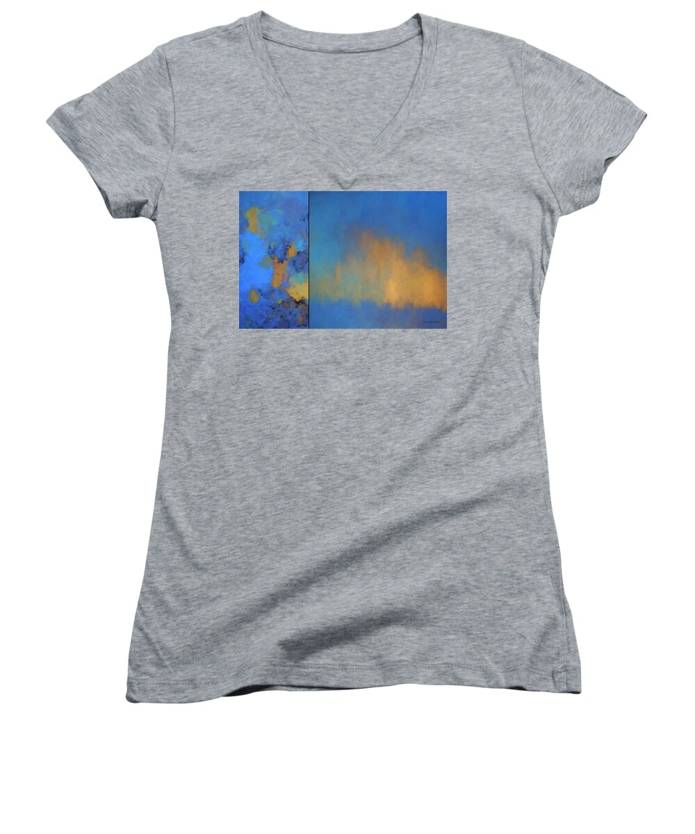 Abstract Women's V-Neck featuring the digital art Color Abstractioin LX by David Gordon