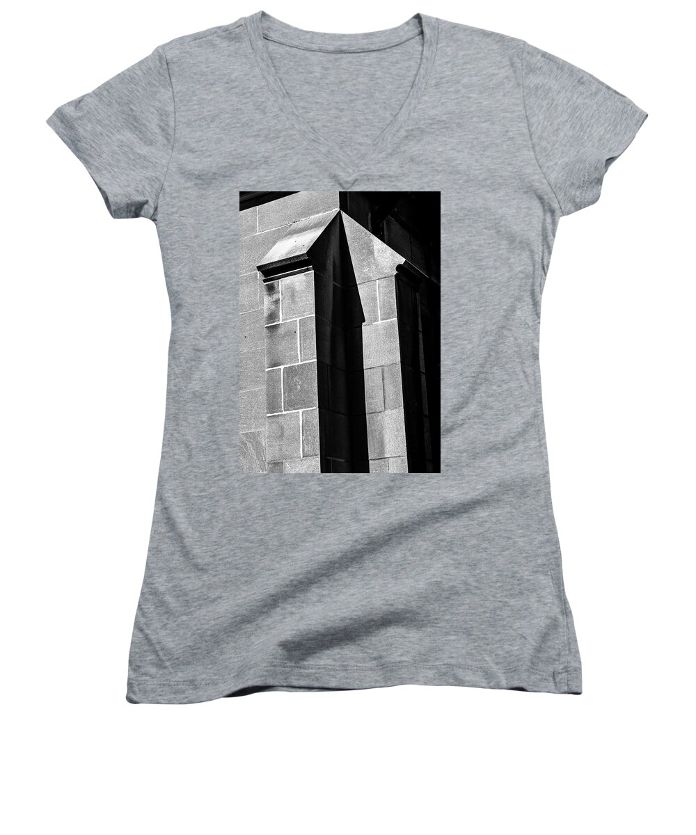 Abstract Women's V-Neck featuring the photograph Corner Detail St Helena Cathedral by Dutch Bieber
