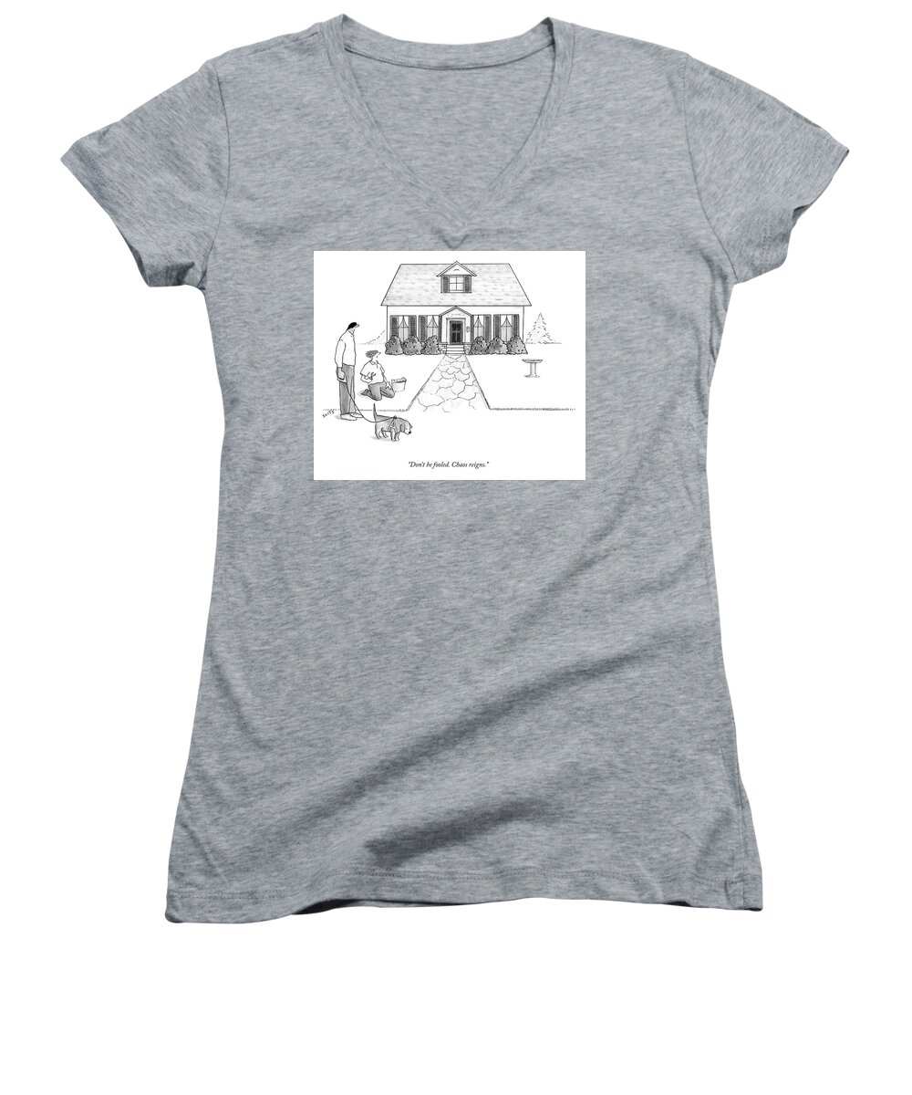 A26499 Women's V-Neck featuring the drawing Don't Be Fooled by Julia Suits