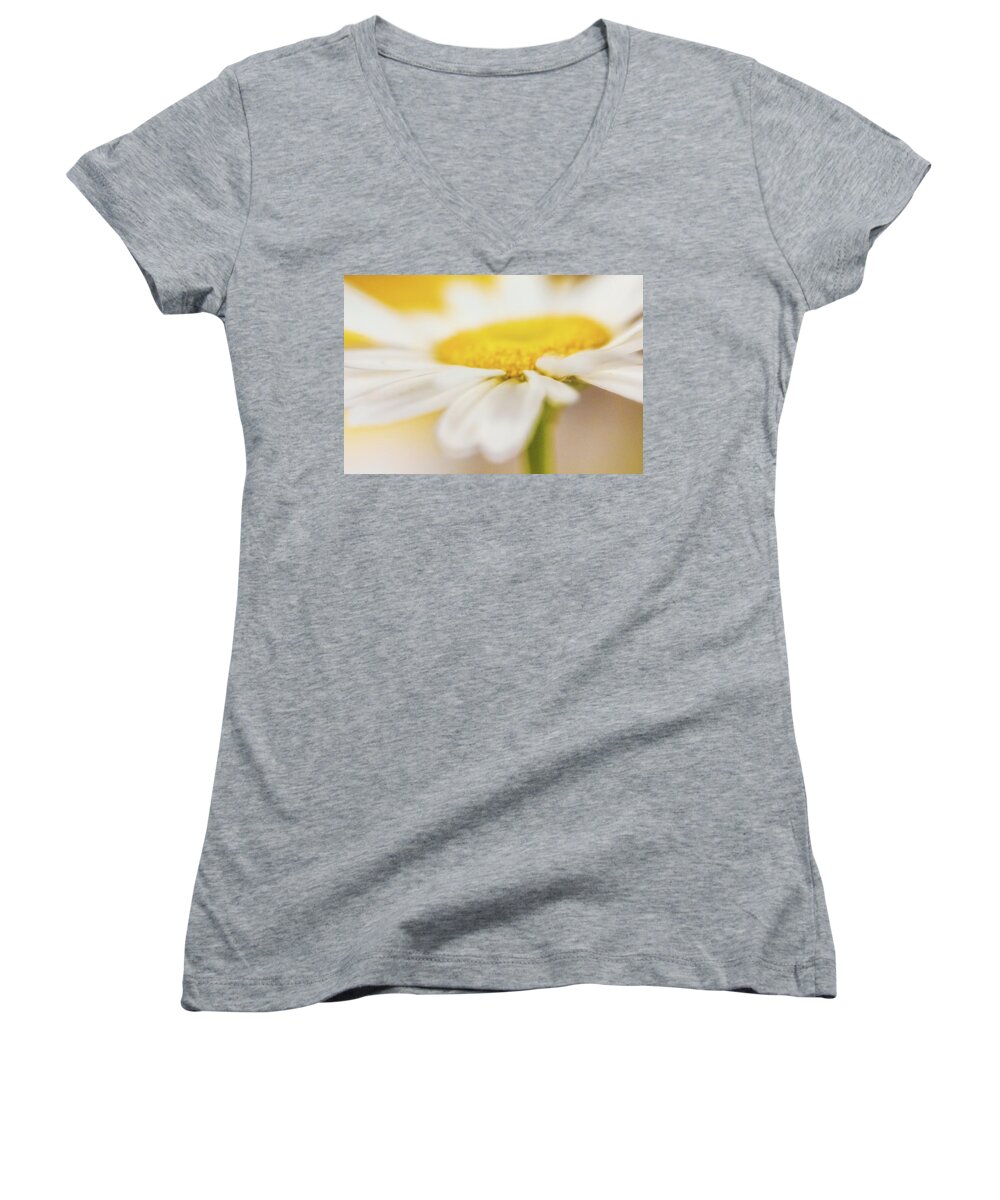 Flower Women's V-Neck featuring the photograph Essence of a Daisy by Laura Roberts