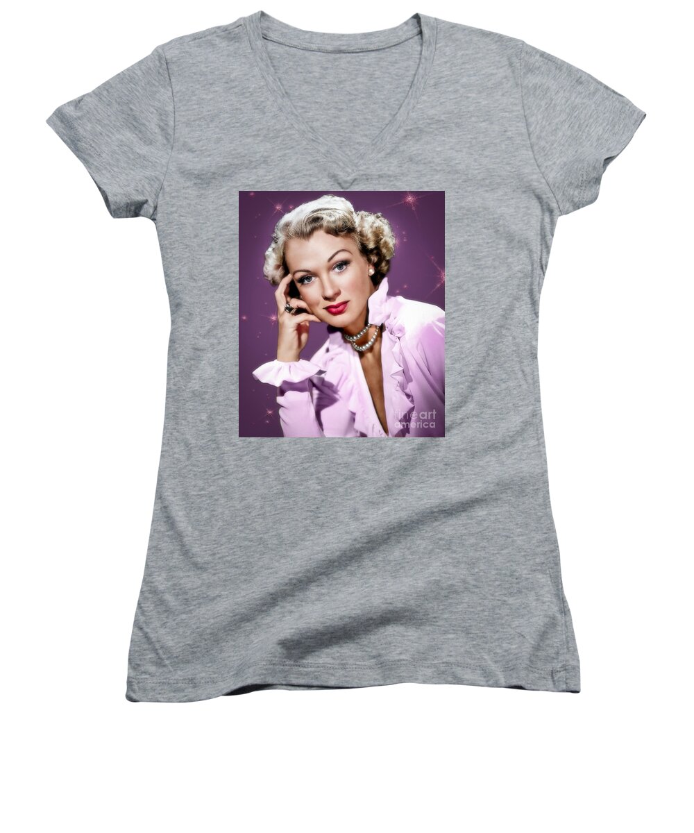 Eve Arden Women's V-Neck featuring the photograph Eve Arden by Carlos Diaz