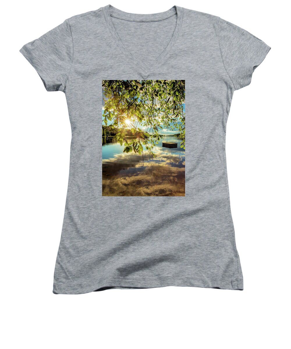 Landscape Women's V-Neck featuring the photograph Evening sun by Rose-Marie Karlsen