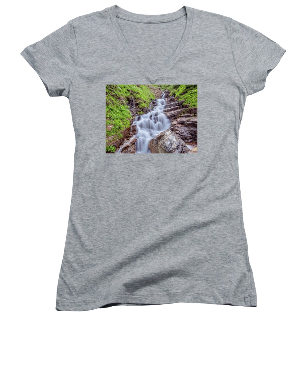 Glacier National Park Women's V-Neck featuring the photograph Haystack Creek by Jack Bell
