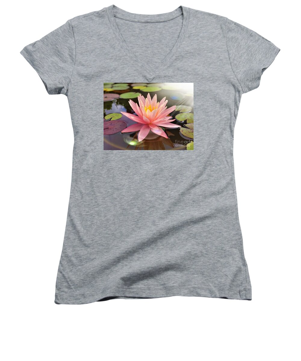 Water Lily Women's V-Neck featuring the photograph Heavenly Water Lily by Chad and Stacey Hall