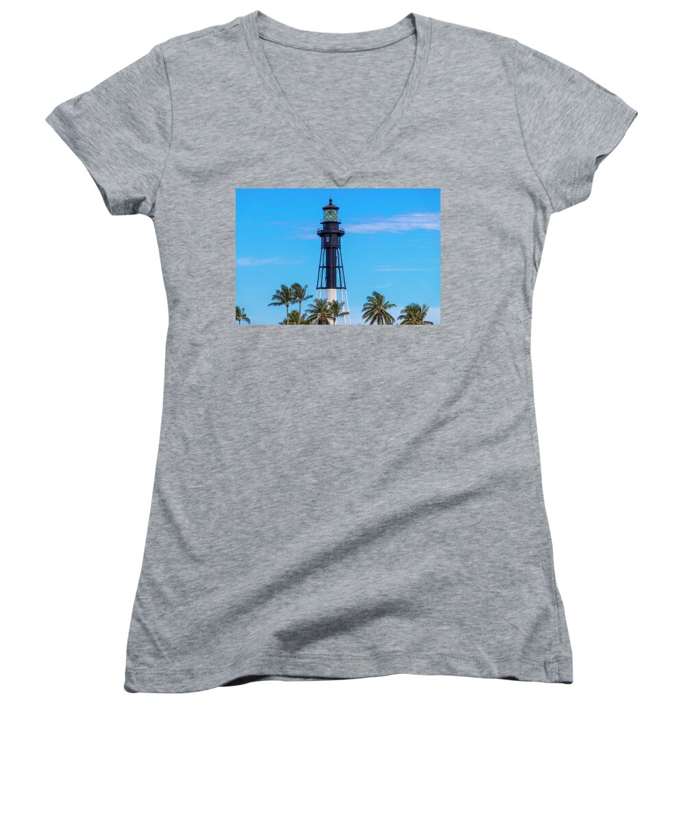 Lighthouse Women's V-Neck featuring the photograph Hillsboro Inlet Lighthouse by Blair Damson
