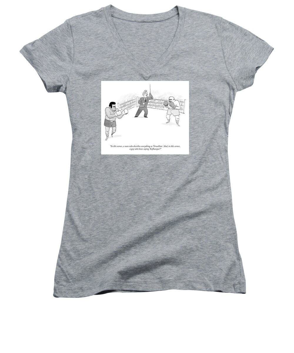 In This Corner Women's V-Neck featuring the drawing In this Corner by Evan Lian