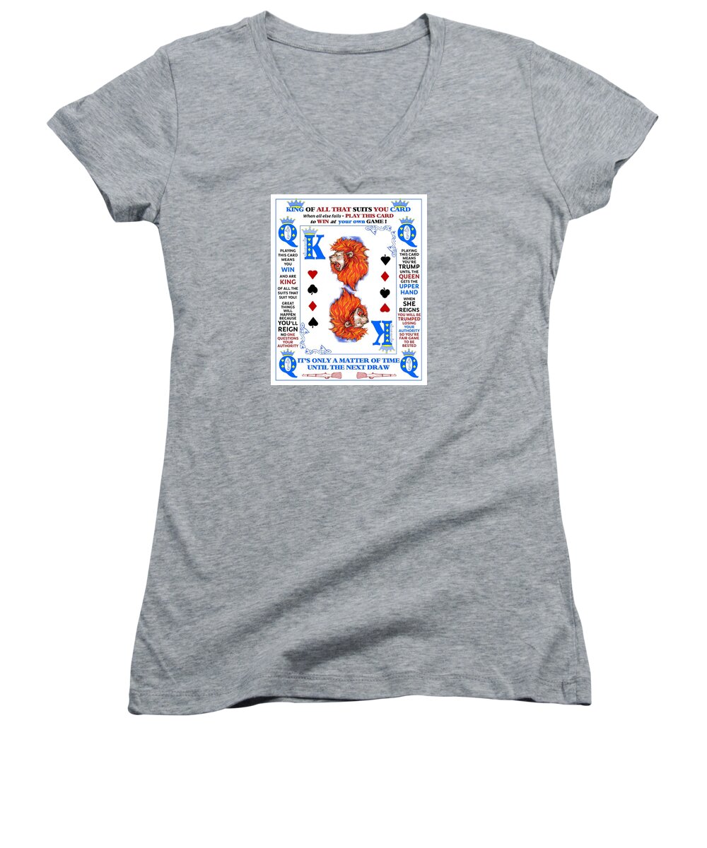 Reporter Art Women's V-Neck featuring the mixed media Kinged by Dawn Sperry