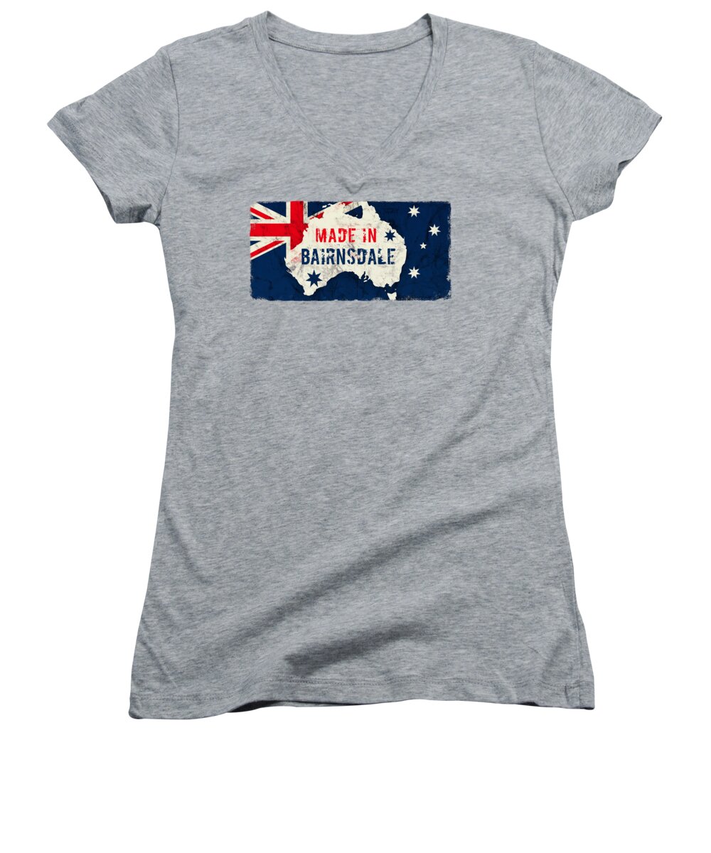Bairnsdale Women's V-Neck featuring the digital art Made in Bairnsdale, Australia by TintoDesigns