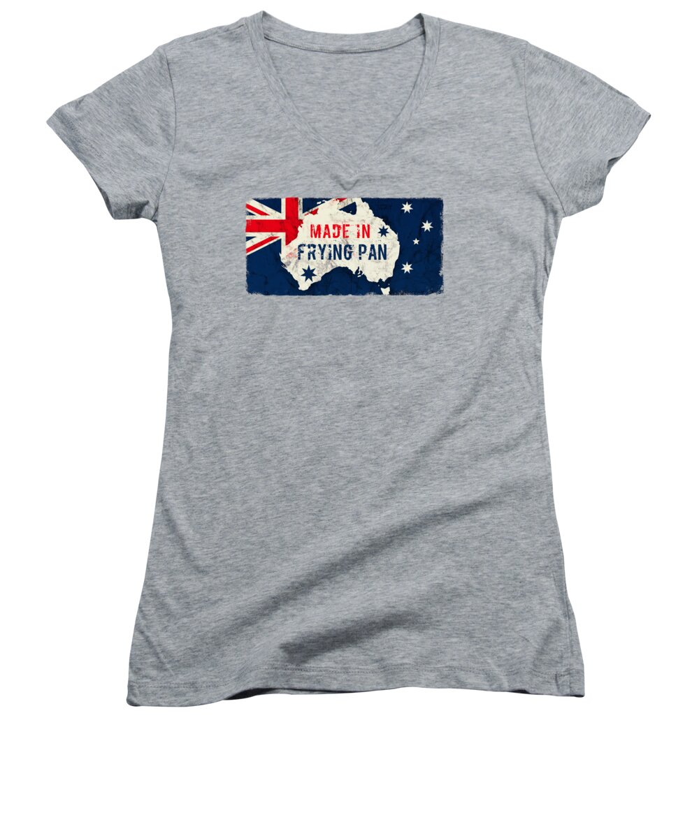 Frying Pan Women's V-Neck featuring the digital art Made in Frying Pan, Australia by TintoDesigns