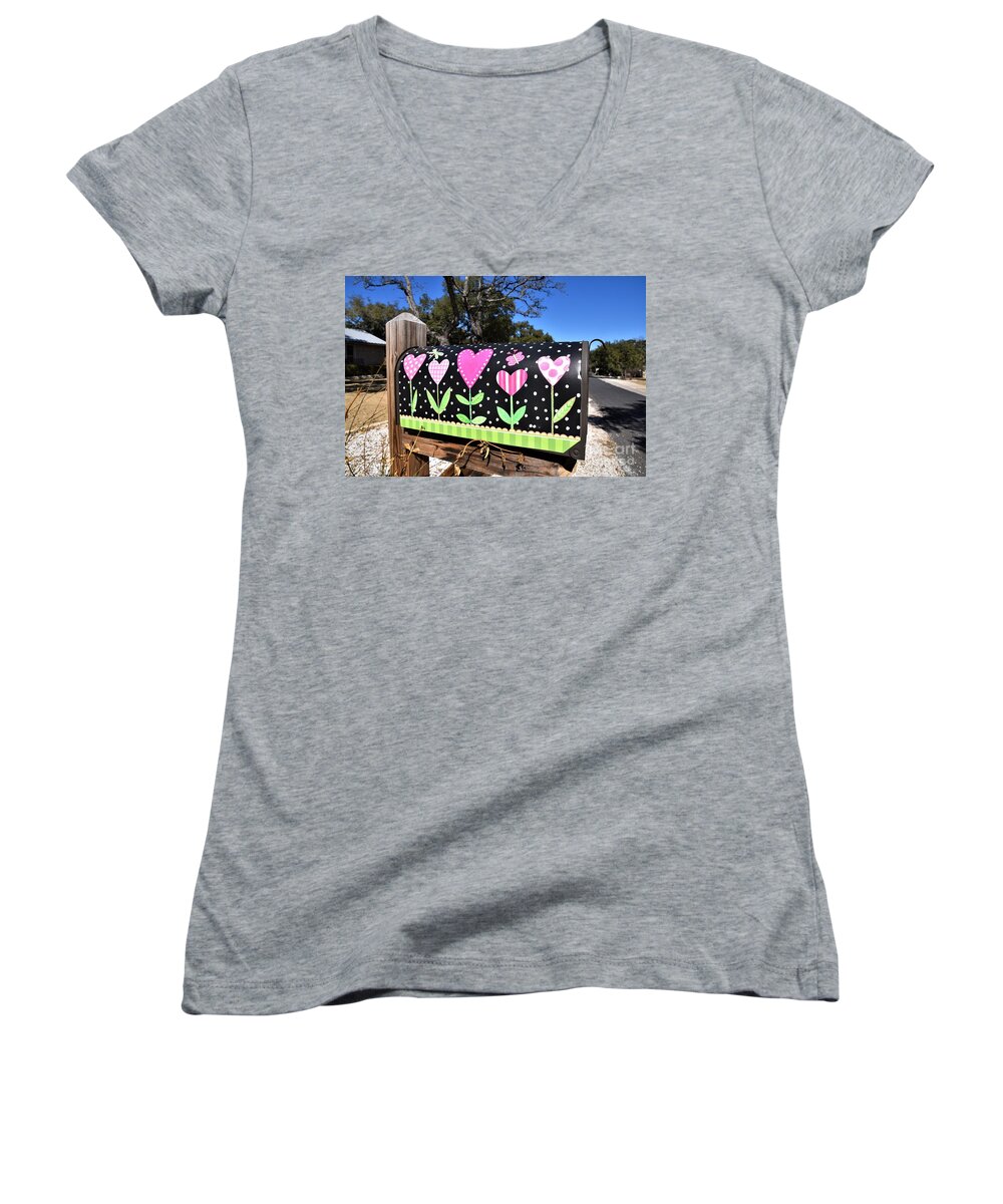 Mailbox Women's V-Neck featuring the photograph Mailbox by Leo Sopicki