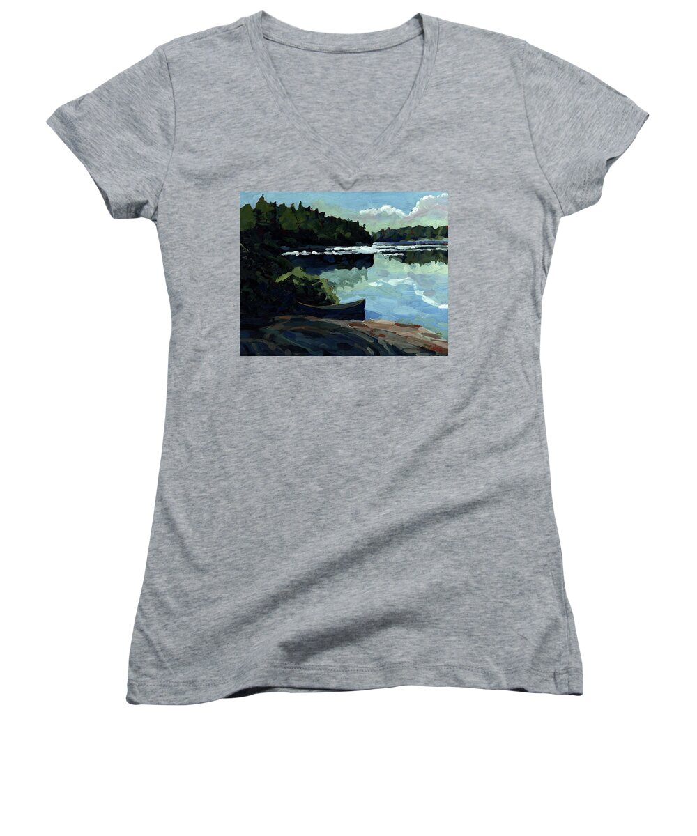 Chadwick Women's V-Neck featuring the painting Morning Beach by Phil Chadwick