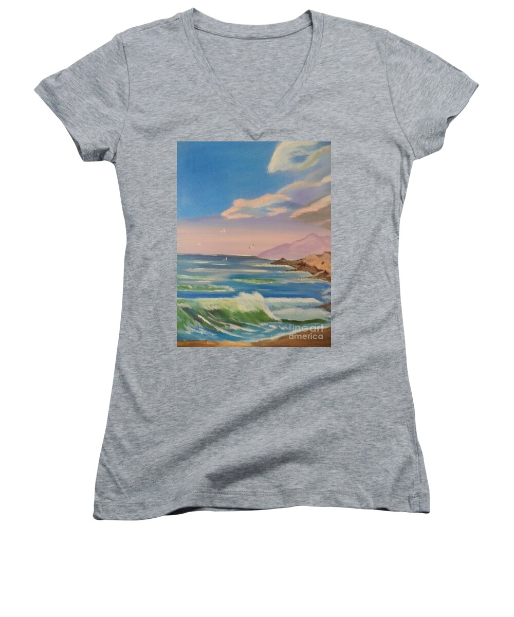  Women's V-Neck featuring the painting Morning Paradise # 279 by Donald Northup