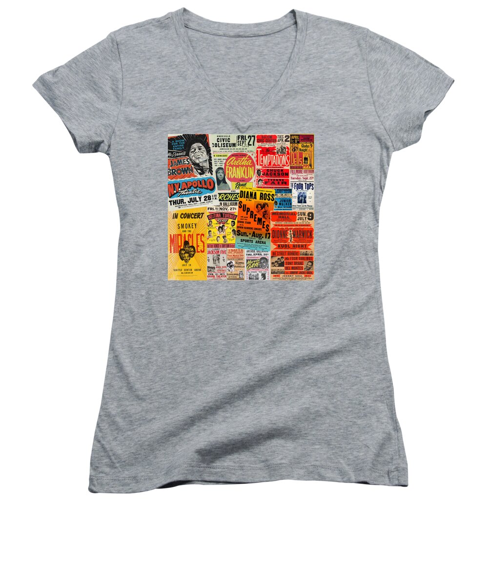 Motown Women's V-Neck featuring the photograph Motown Concert Posters by Andrew Fare