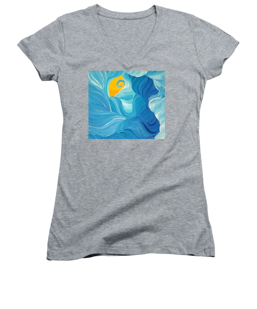 Movement Women's V-Neck featuring the painting Movement Towards Peace by Ginny Gaura