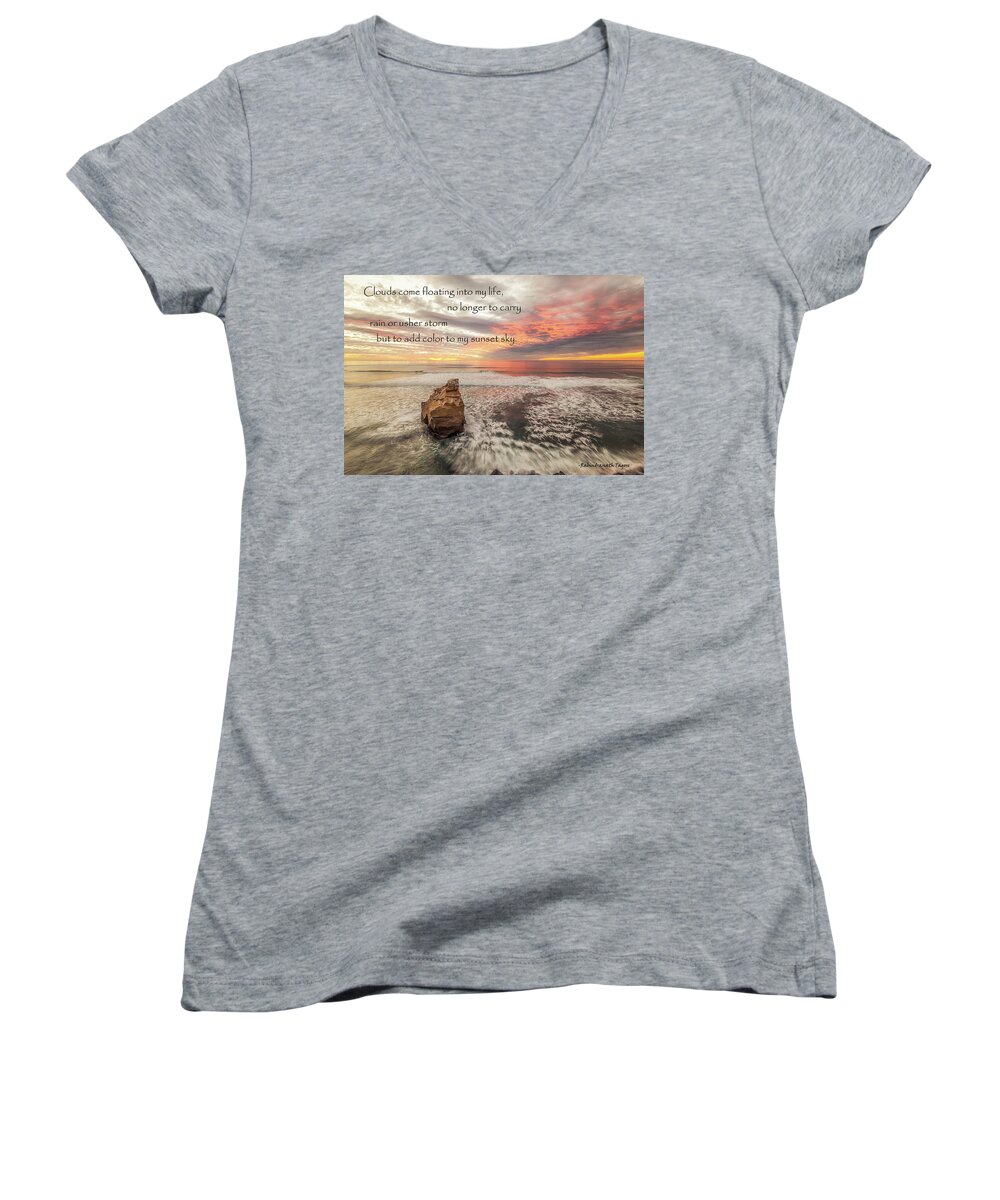 Rabindranath Tagore Women's V-Neck featuring the photograph My Sunset Sky, Tagore #1 by Joseph S Giacalone