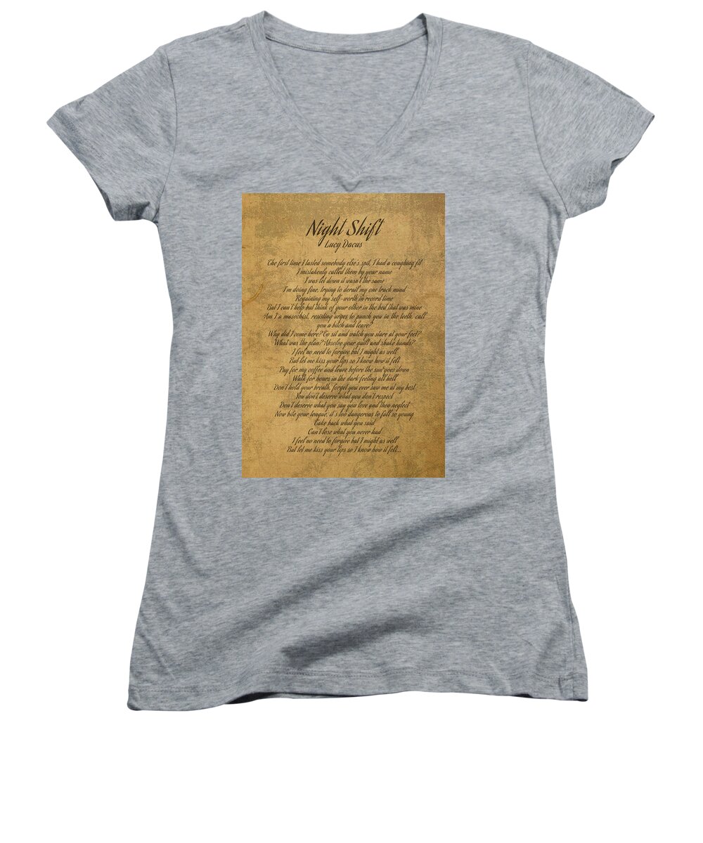 Night Shift by Lucy Dacus Vintage Song Lyrics on Parchment Women's V-Neck  by Design Turnpike - Instaprints