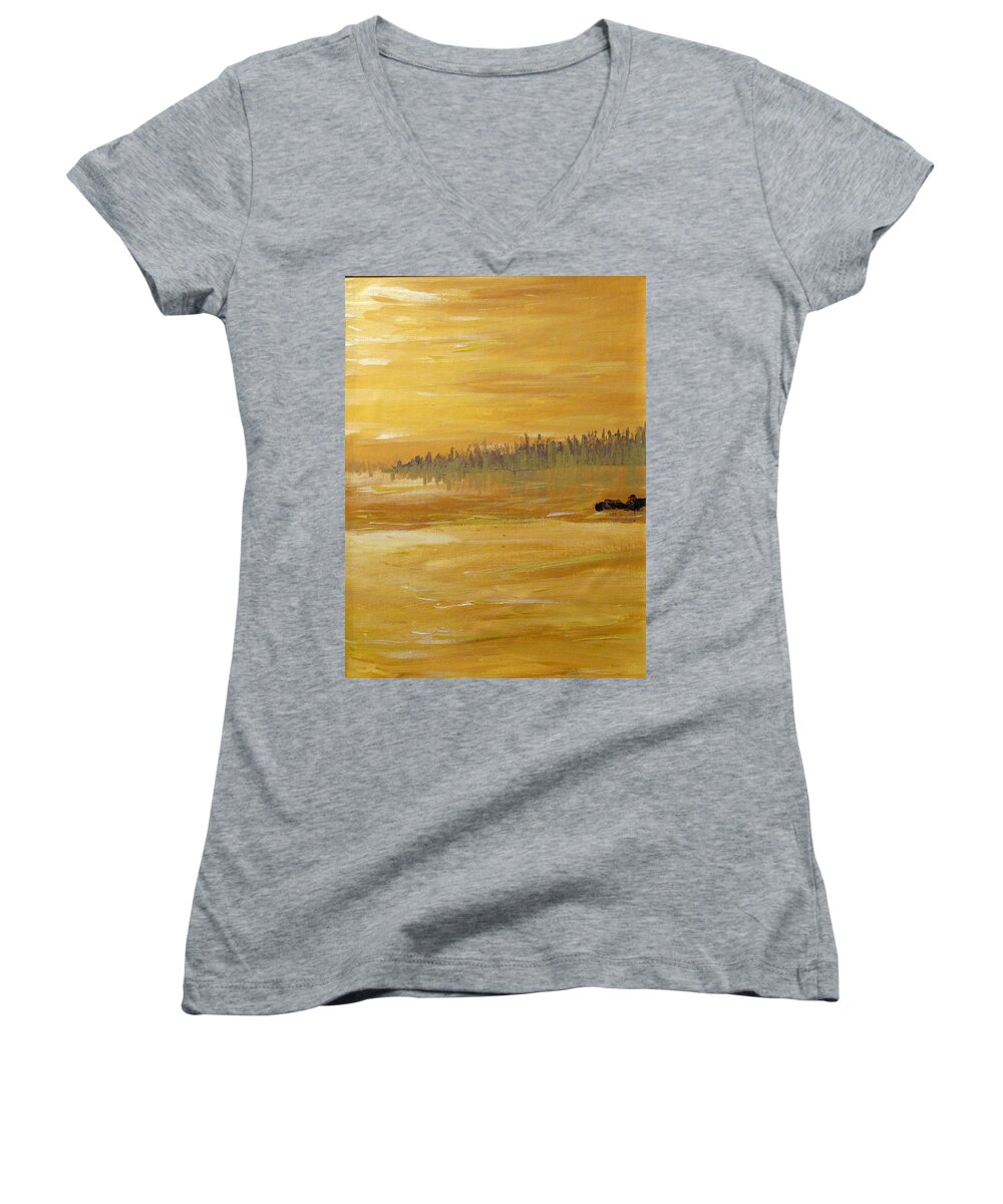Northern Ontario Women's V-Neck featuring the painting Northern Ontario Two by Ian MacDonald