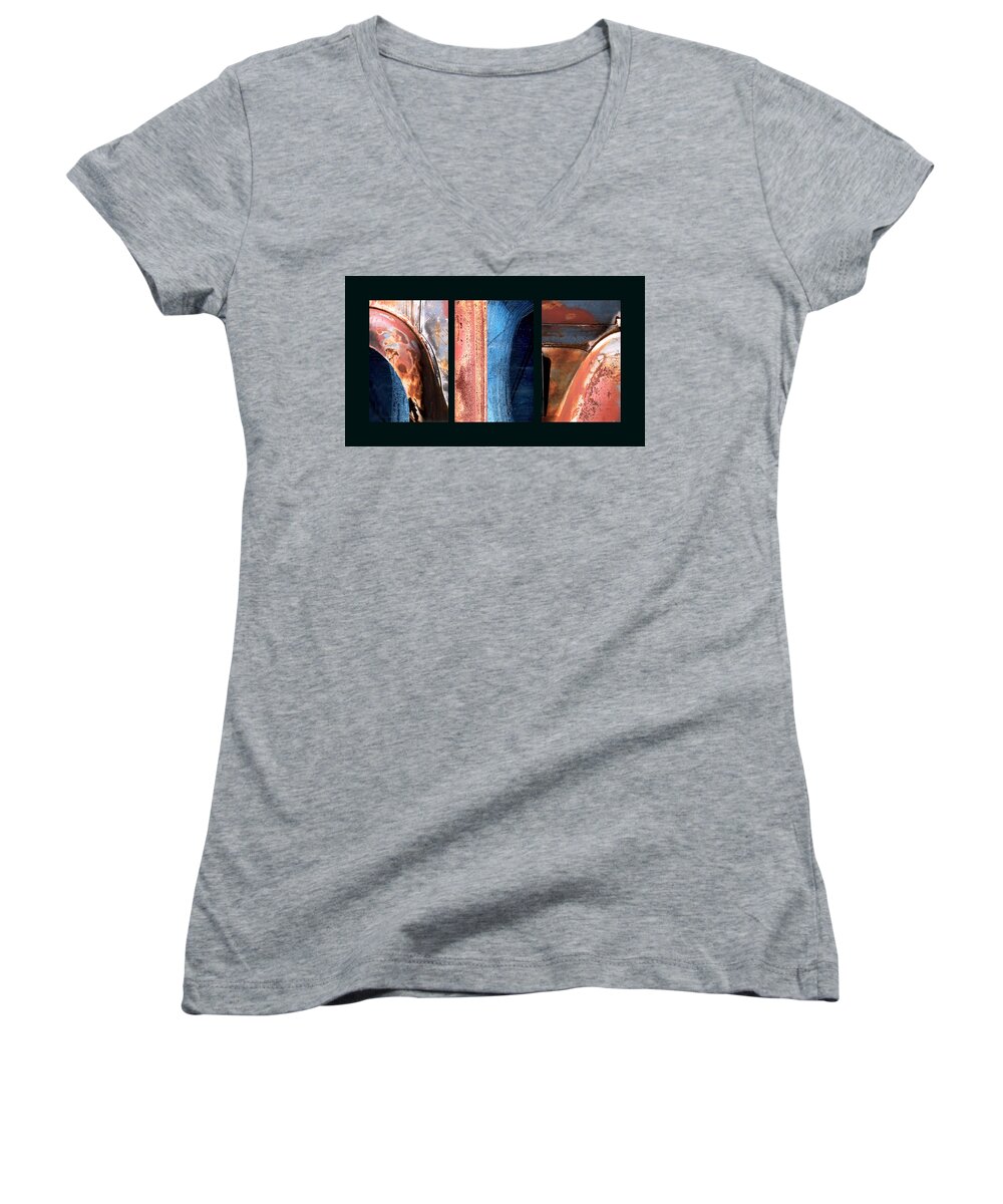 Abstract Women's V-Neck featuring the photograph Ole Bill by Steve Karol