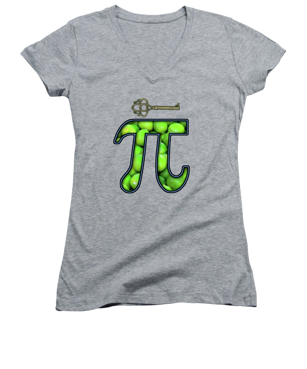 Pie Women's V-Neck featuring the digital art PI - Food - Key Lime Pi by Mike Savad