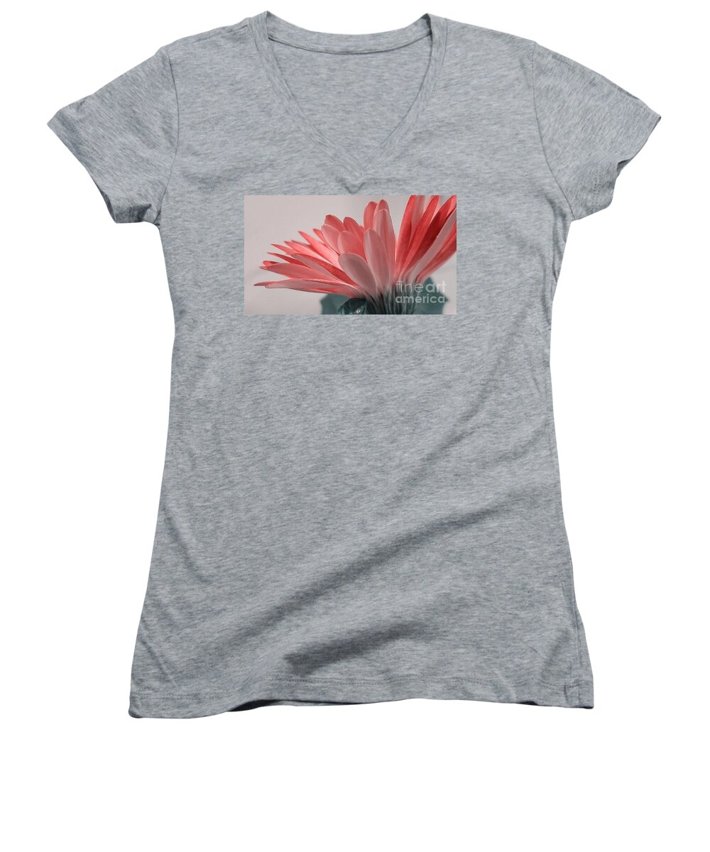Gerber Daisy Women's V-Neck featuring the photograph Pink Petals by Chad and Stacey Hall