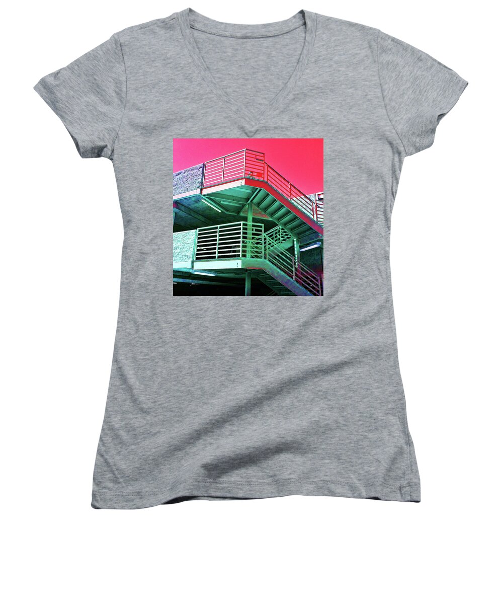 Architecture Women's V-Neck featuring the photograph Pretty Parking by Andrew Lawrence