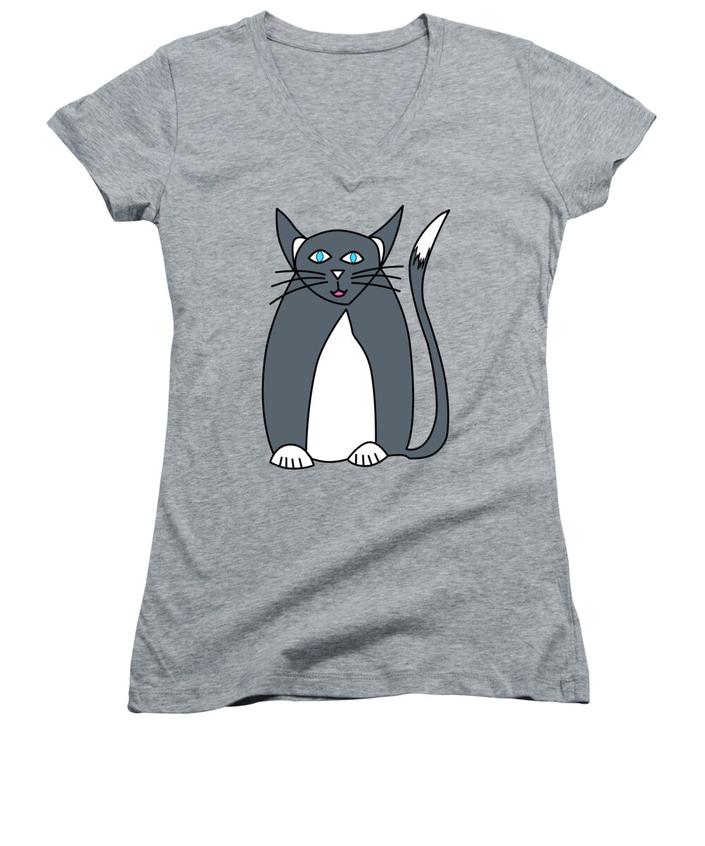 Cat Women's V-Neck featuring the digital art Pussy cat Pussy cat I love you by Sterling Gold