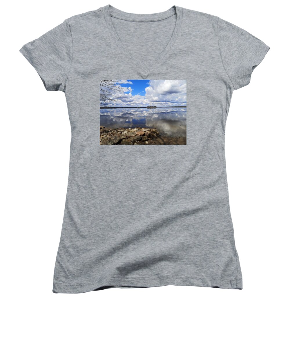 Reflections Women's V-Neck featuring the photograph Reflections by Pat Purdy