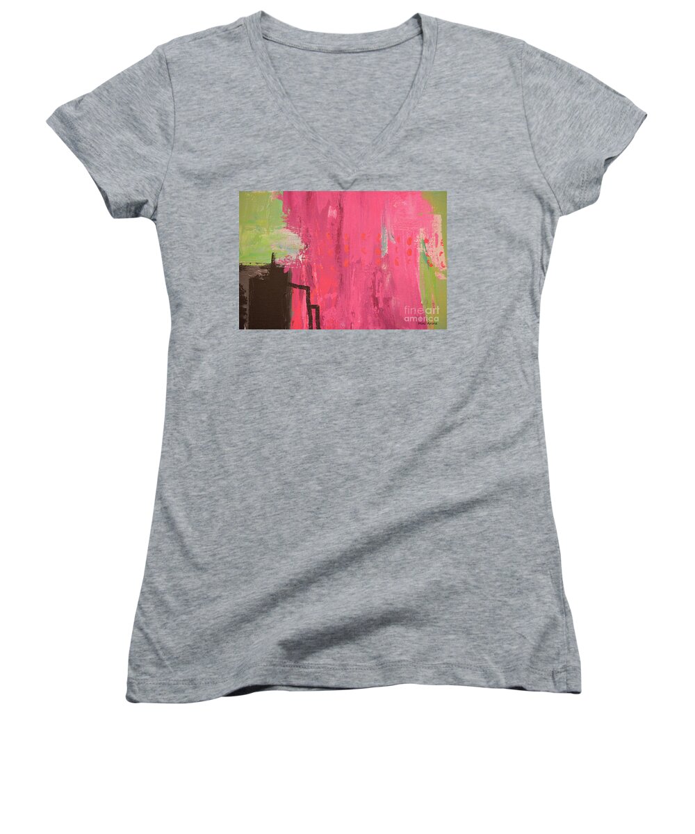 Abstract Women's V-Neck featuring the painting Return to the Center 2 by Mini Arora