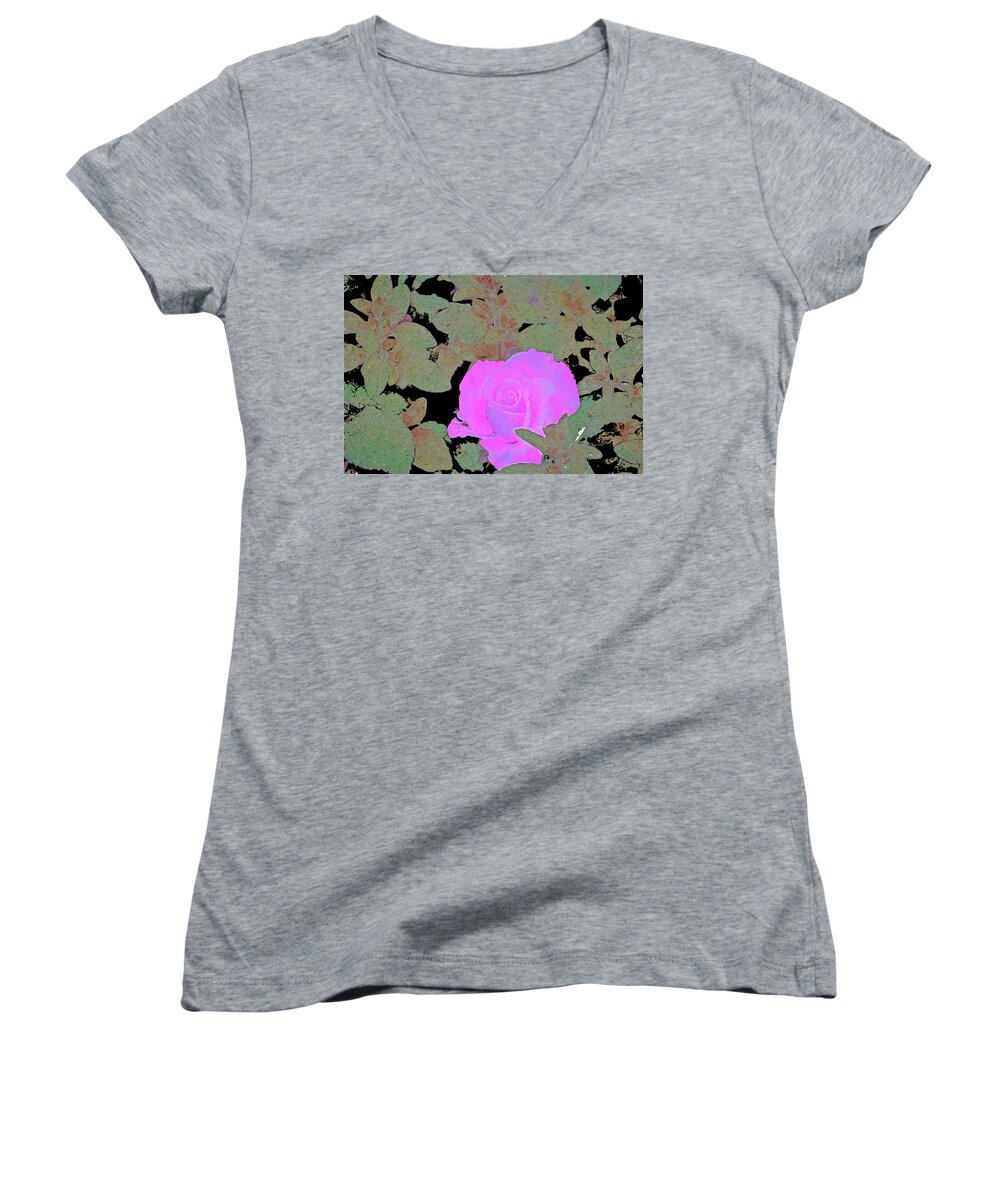 Floral Women's V-Neck featuring the photograph Rose 97 by Pamela Cooper