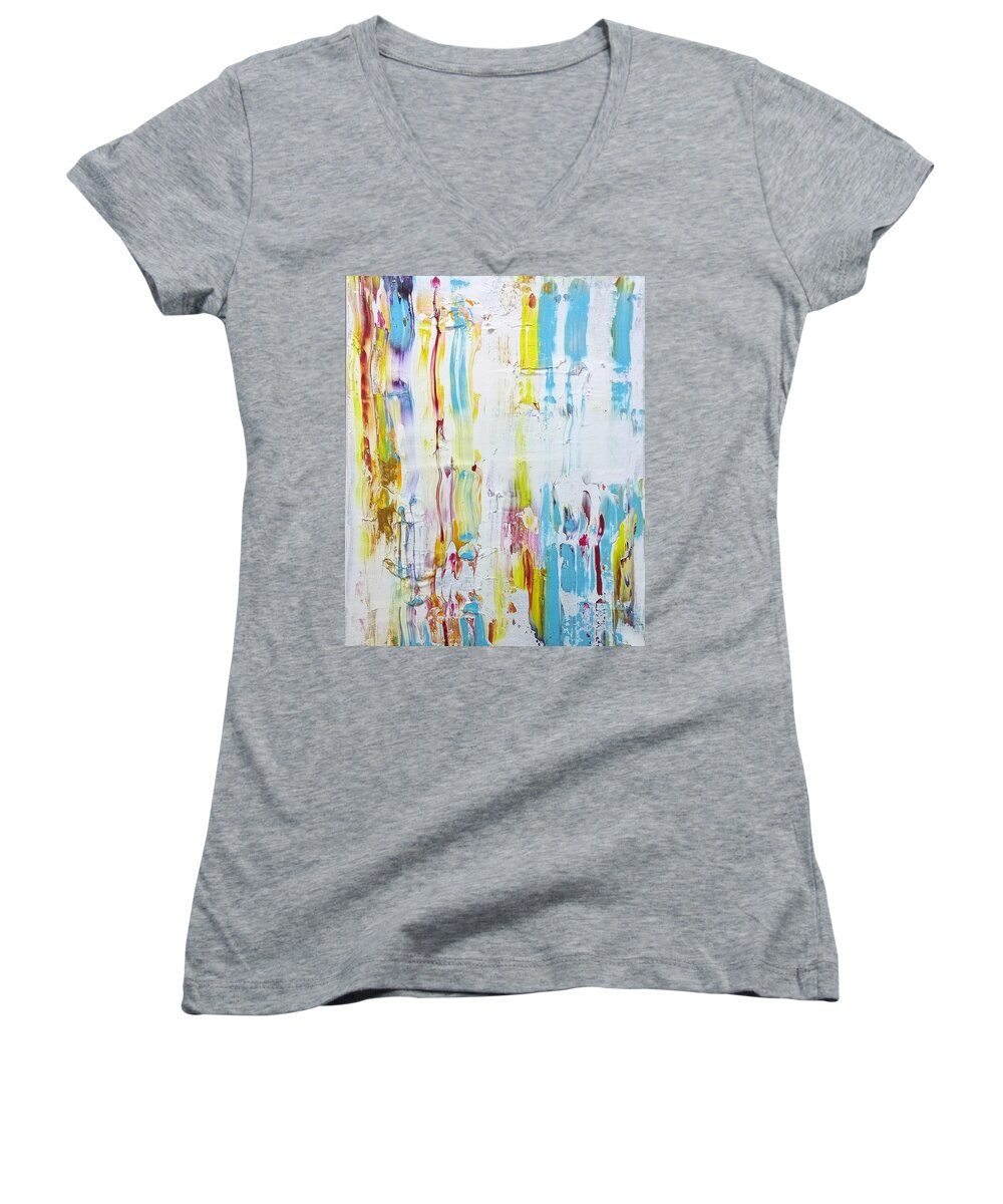 Colors Women's V-Neck featuring the painting Satisfying by Piety Dsilva