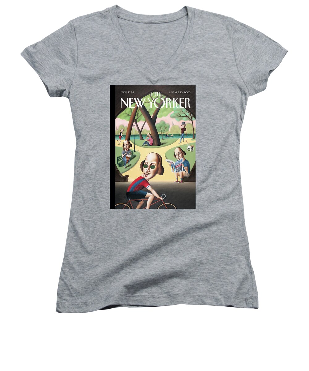 Mark Ulriksen Mul Women's V-Neck featuring the painting Shakespeares in the Park by Mark Ulriksen