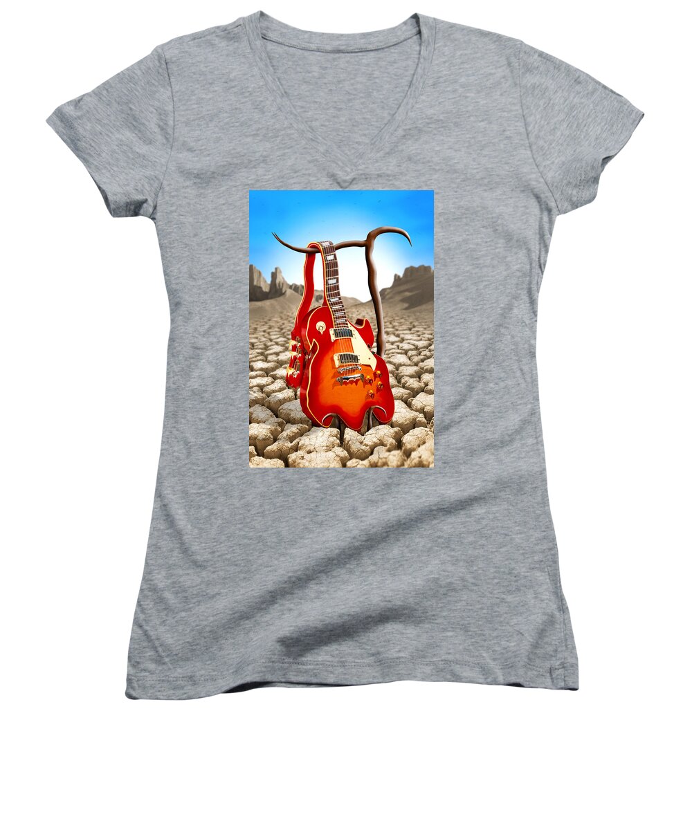 Rock And Roll Women's V-Neck featuring the photograph Soft Guitar by Mike McGlothlen