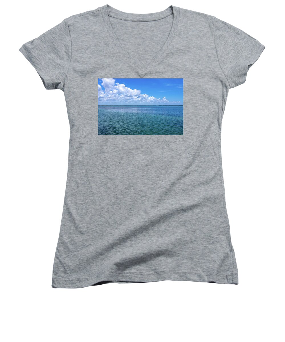 Hutchinson Island Women's V-Neck featuring the photograph South Hutchinson Island Waterway by Blair Damson